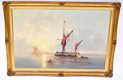 Lot 418 - L. ALEXIS; oil on canvas, idyllic maritime...