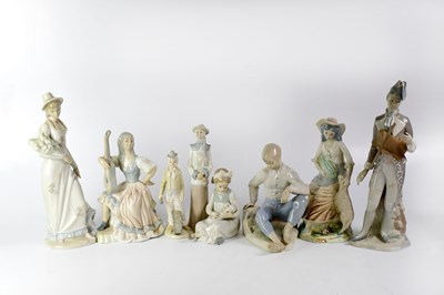 Lot 318 - A group of Lladró-style Spanish figures of...