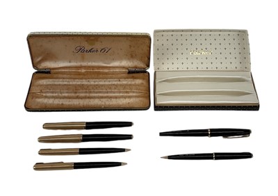 Lot 305 - PARKER; a cased set of two fountain pens and...