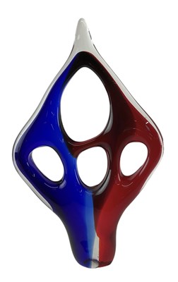Lot 519 - IN THE STYLE OF MURANO; a blue and red art...