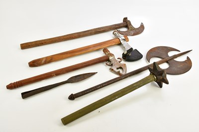 Lot 1371 - A collection of four medieval style hatchets,...
