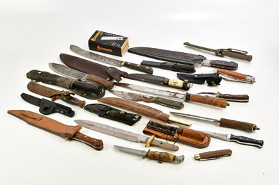 Lot 1340 - A collection of various knives including Bowie...