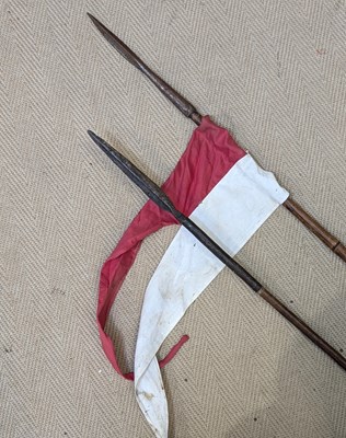 Lot 1349 - A bamboo shafted polearm with red and white...