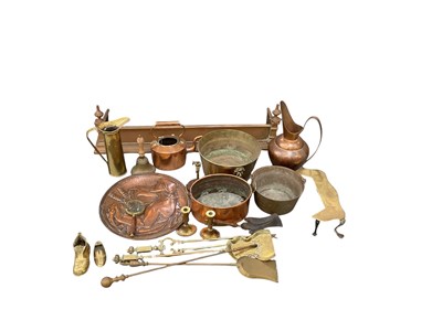 Lot 449 - A quantity of metalware including copper fire...