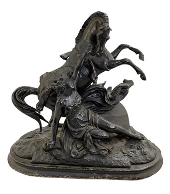 Lot 539 - A spelter Marly horse (af), height 39cm.