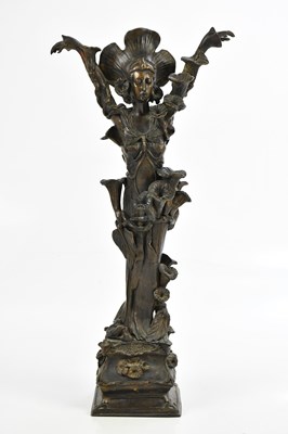 Lot 2685 - AFTER MEUNIER; an Art Nouveau bronze figure of...