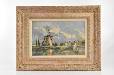 Lot 1725 - M D AGUILAR; oil on board, 'Le Moulin à Vent',...