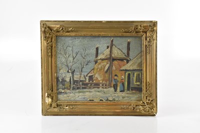Lot 1731 - UNATTRIBUTED; oil on board, winter scene,...