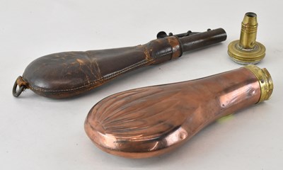 Lot 346 - Two antique shot cases comprising a copper and...