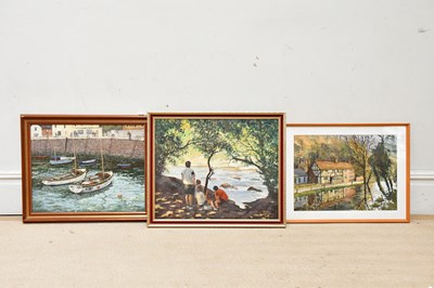 Lot 1681 - FRED CASTLE; watercolour, canal scene, signed...