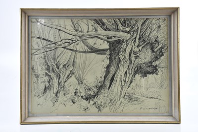 Lot 1792 - L GILBERT; pencil sketch, 'Willows', signed...