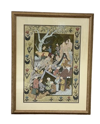Lot 579 - A 19th century Persian style hand painted...