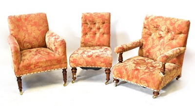 Lot 133 - Three Edwardian mahogany framed chairs,...