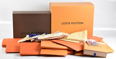 Lot 1929 - LOUIS VUITTON; a large orange magnetic bag box,...