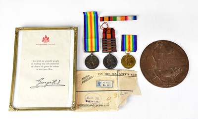 Lot 433 - A WWI War and Victory medal group awarded to...