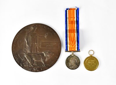 Lot 431 - A WWI war and victory medal group awarded to...