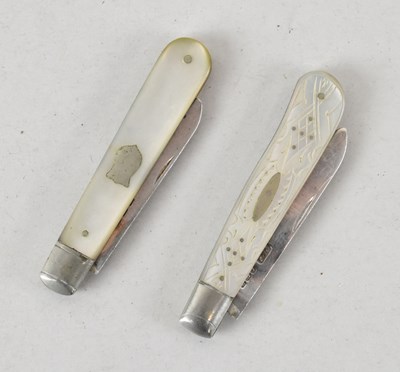 Lot 694 - Two George V hallmarked silver fruit knives...