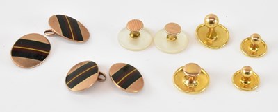 Lot 779 - A pair of 9ct rose gold cufflinks with...
