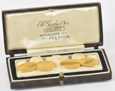 Lot 861 - A pair of vintage 9ct gold cufflinks, with...