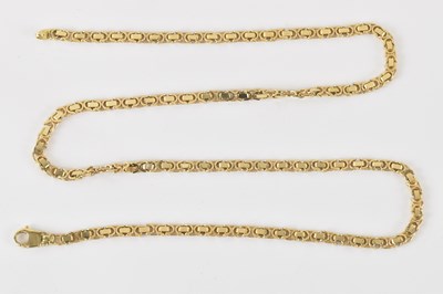 Lot 731 - A 9ct gold fancy link necklace with lobster...