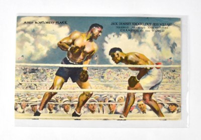 Lot 453 - JACK DEMPSEY; a colour postcard of Dempsey...