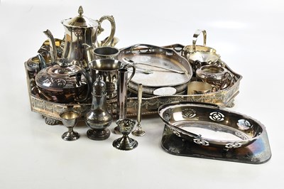 Lot 1413 - A collection of plated items including teapot,...