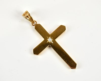Lot 1603 - A 9ct yellow gold cross pendant centred with...