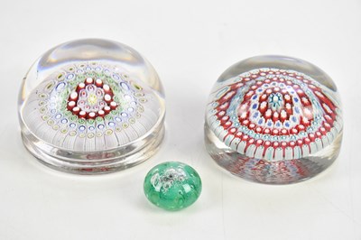 Lot 596 - STOURBRIDGE; Two millefiori paperweights and a...