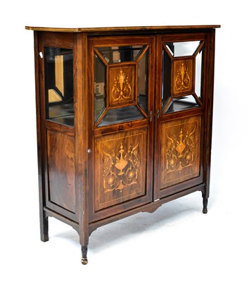 Lot 89 - An Edwardian inlaid rosewood display cabinet,...