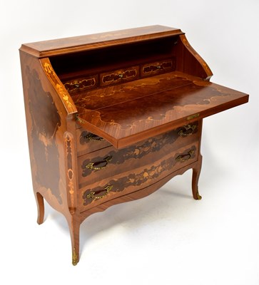 Lot 91 - A Louis XV style inlaid bureau, the fall front...