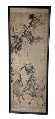 Lot 584 - A modern Chinese print on canvas of elderly...