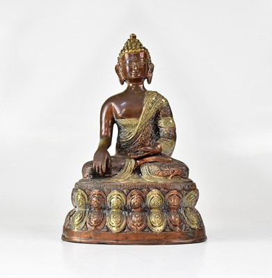 Lot 234 - A Thai bronze Buddha figure, modelled in lotus...