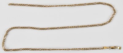 Lot 866 - A 9ct gold figaro link necklace with lobster...