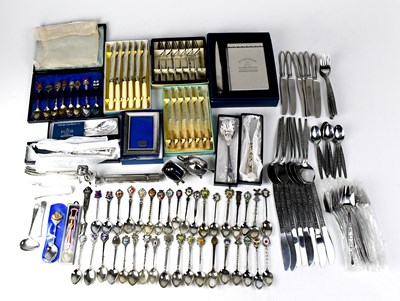 Lot 819 - A quantity of plated flatware, some cased.