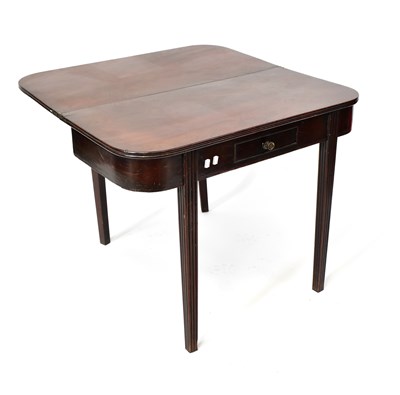 Lot 24 - A Victorian mahogany D-end fold-over tea table...