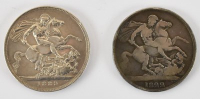 Lot 900 - Two silver crowns comprising George IV 1822...