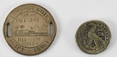 Lot 901 - An 1873 Belgium silver five francs coin, with...