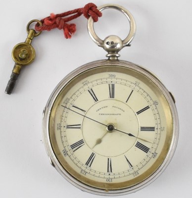 Lot 942 - A silver open face centre seconds chronograph...