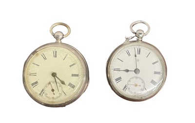 Lot 959 - Two Victorian silver cased pocket watches,...