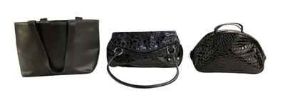 Lot 442 - An Alan Bagan black leather crocodile skin...