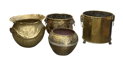 Lot 453 - A large brass twin handled Regency style coal...