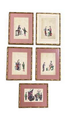 Lot 553 - A set of five Chinese watercolour and gouache...