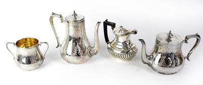 Lot 613 - An Edwardian plated gilt three-piece tea service