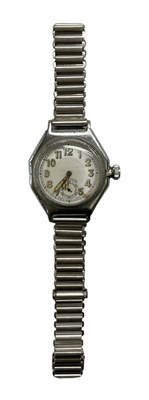 Lot 911 - ROLEX; a 1920s gentleman's stainless steel...