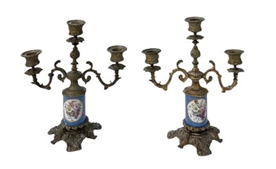 Lot 106 - A pair of French ormolu and hand painted...