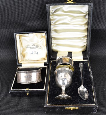 Lot 654 - Two hallmarked silver Christening sets...