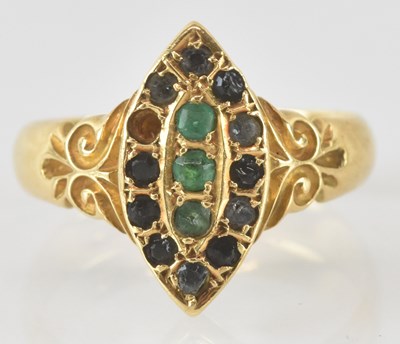 Lot 758 - An 18ct gold Art Deco shaped gem set ring,...