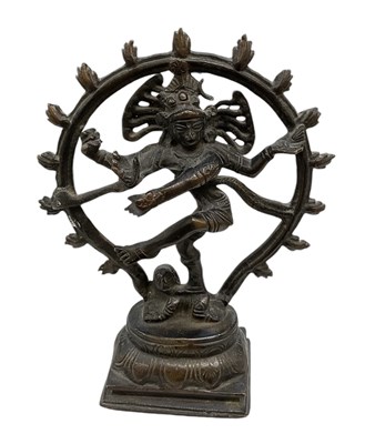 Lot 535 - A small Indian bronze figure of Hindu God Kali,...