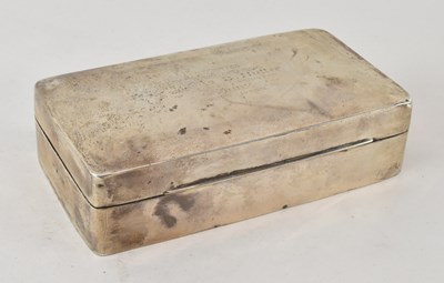 Lot 682 - A hallmarked silver clad desktop cigarette box,...