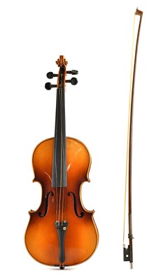 Lot 1600 - A modern full size violin with two-piece back,...